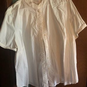 CJ Banks cream button front blouse size 2X
